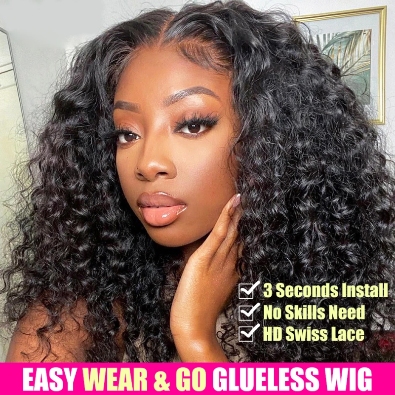 Ms Lula Wear and Go Water Wave Curly Glueless 5x5 HD Lace Closure Wig - 图片 2